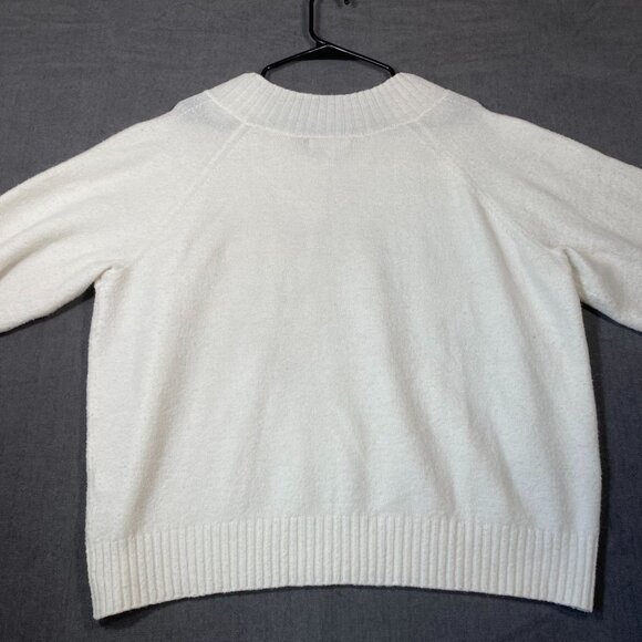 Banana Republic Womens White V-Neck Sweater XL Alpaca Blend Ribbed Hem - Picture 7 of 9